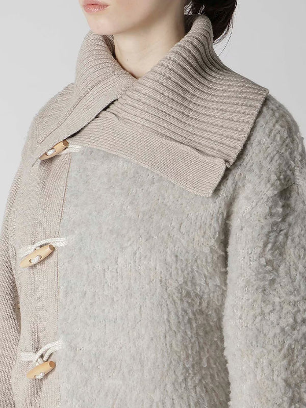 【Y's - ワイズ】TOGGLE BUTTON ASYMMETRIC CARDIGAN / BEIGE (ニット/ベージュ)