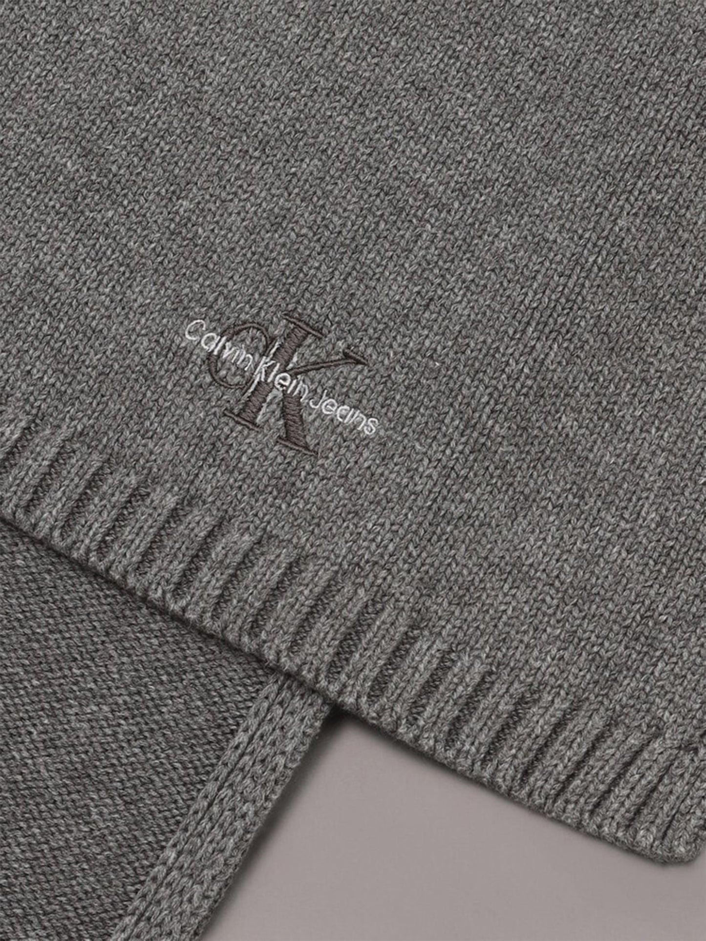 【Calvin Klein - カルバンクライン】MONOGRAM LOGO KNIT SCARF / GRAY (マフラー/グレー)