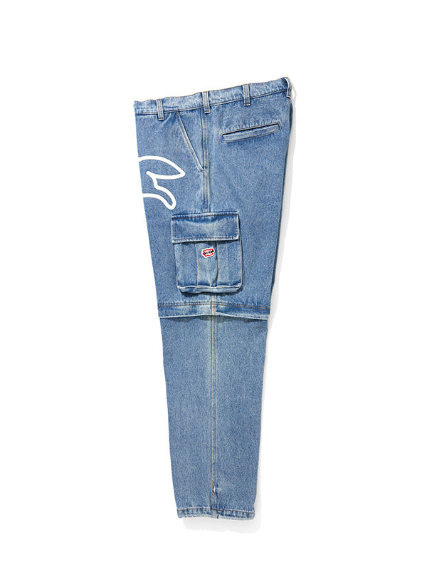 【ICE CREAM - アイスクリーム】2WAY WASHED DENIM CARGO PANTS (カーゴパンツ/ブルー)
