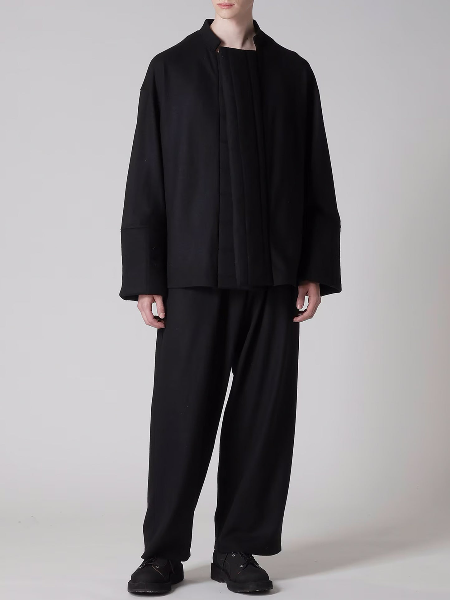 【Yohji Yamamoto POUR HOMME - ヨウジヤマモト プールオム】WOOLEN SINGLE PADDED JACKET(ジャケット/ ブラック)