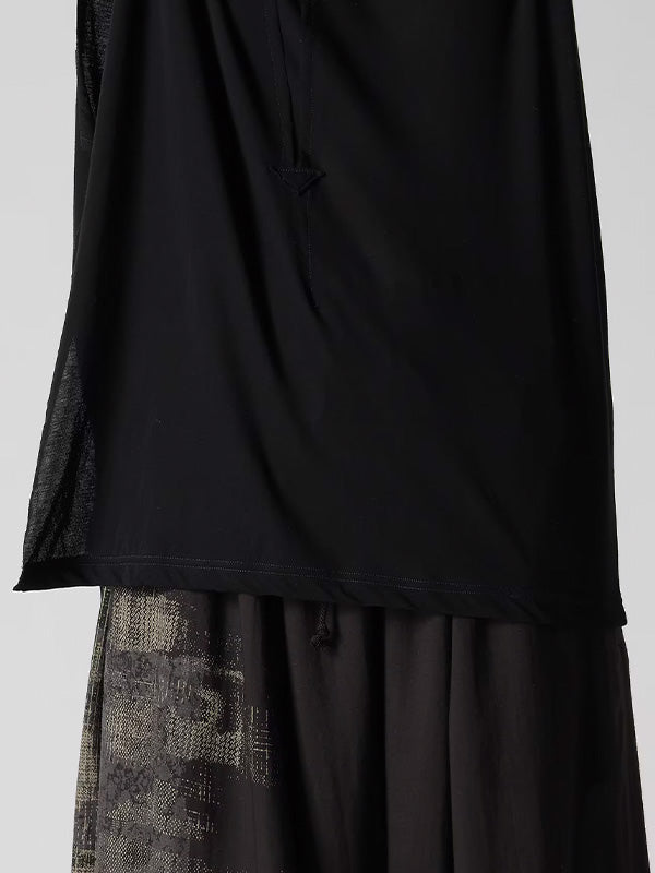 【Y's - ワイズ】HARD TWISTED COTTON JERSEY RIGHT SLIT TEE/BLACK (Tシャツ/ブラック)