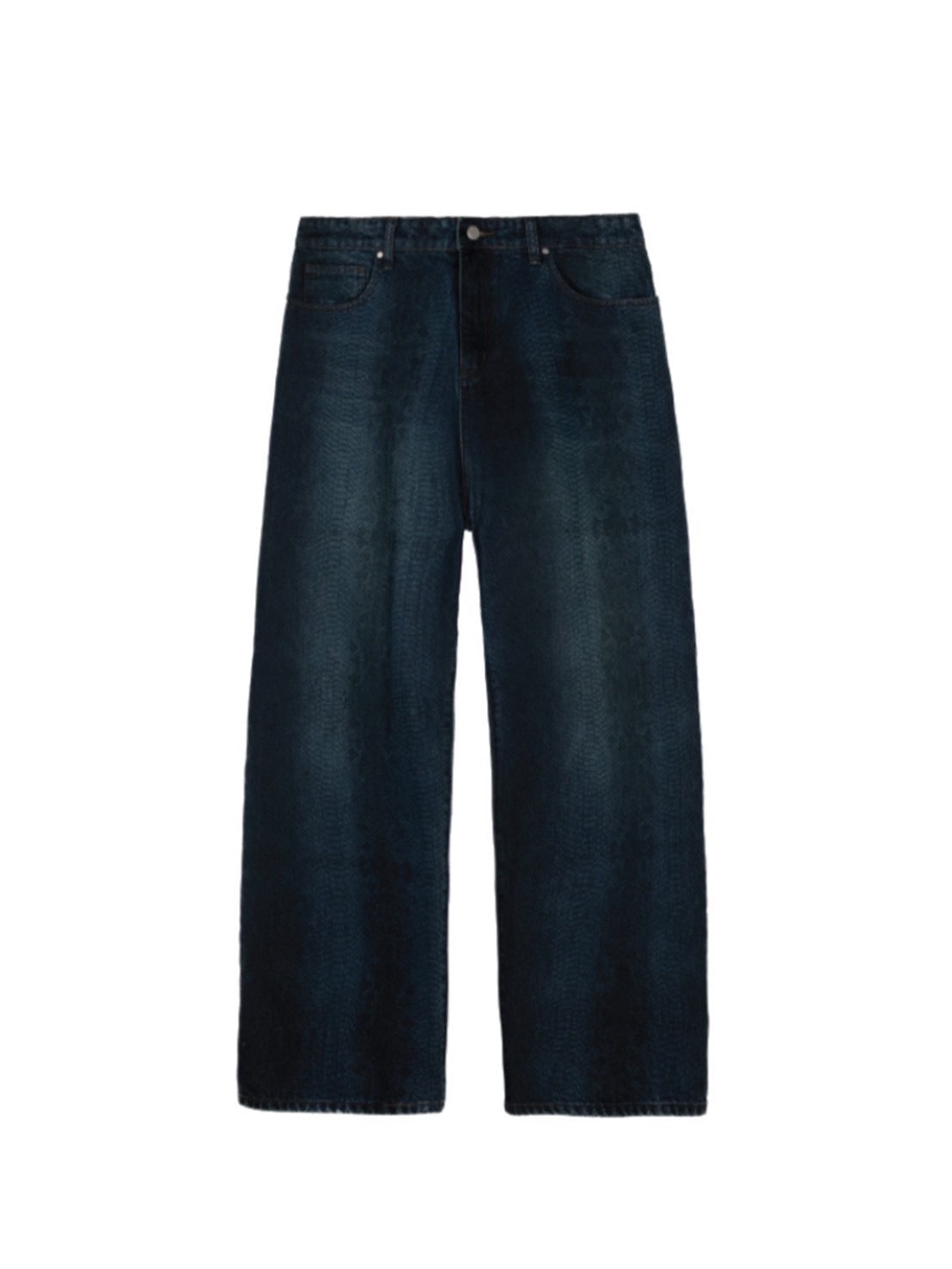 【BASKETCASE - バスケットケース】LAX, baggy denim snakeskin / BLUE (パンツ/ブルー)