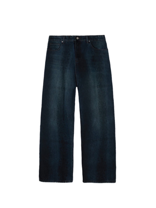 【BASKETCASE  - バスケットケース】LAX, baggy denim snakeskin / BLUE (パンツ/ブルー)