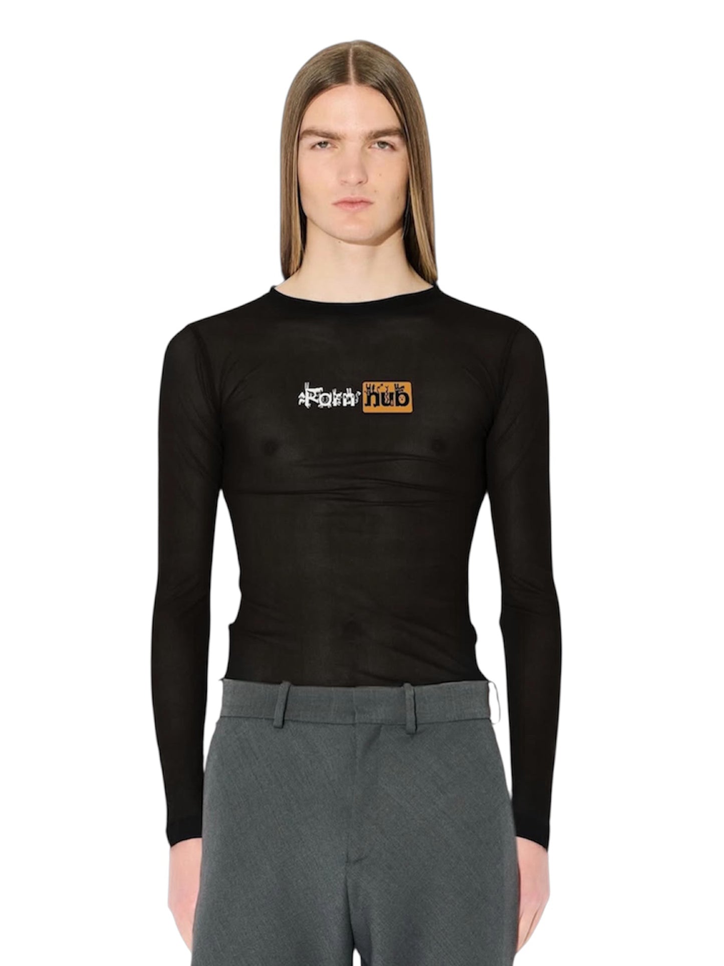 【Charles Jeffrey Loverboy - チャールズ ジェフリー ラバーボーイ】PORN HUB POWER MESH LONG SLEEVE TEE / BLACK (メッシュトップ/ブラック)