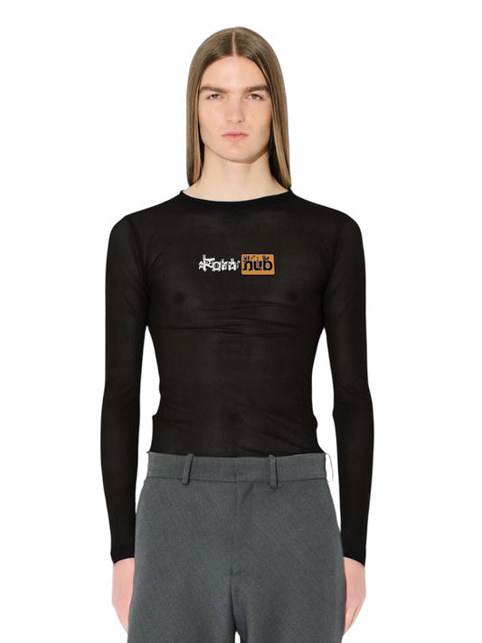 【Charles Jeffrey Loverboy - チャールズ ジェフリー ラバーボーイ】PORN HUB POWER MESH LONG SLEEVE TEE / BLACK (メッシュトップ/ブラック)