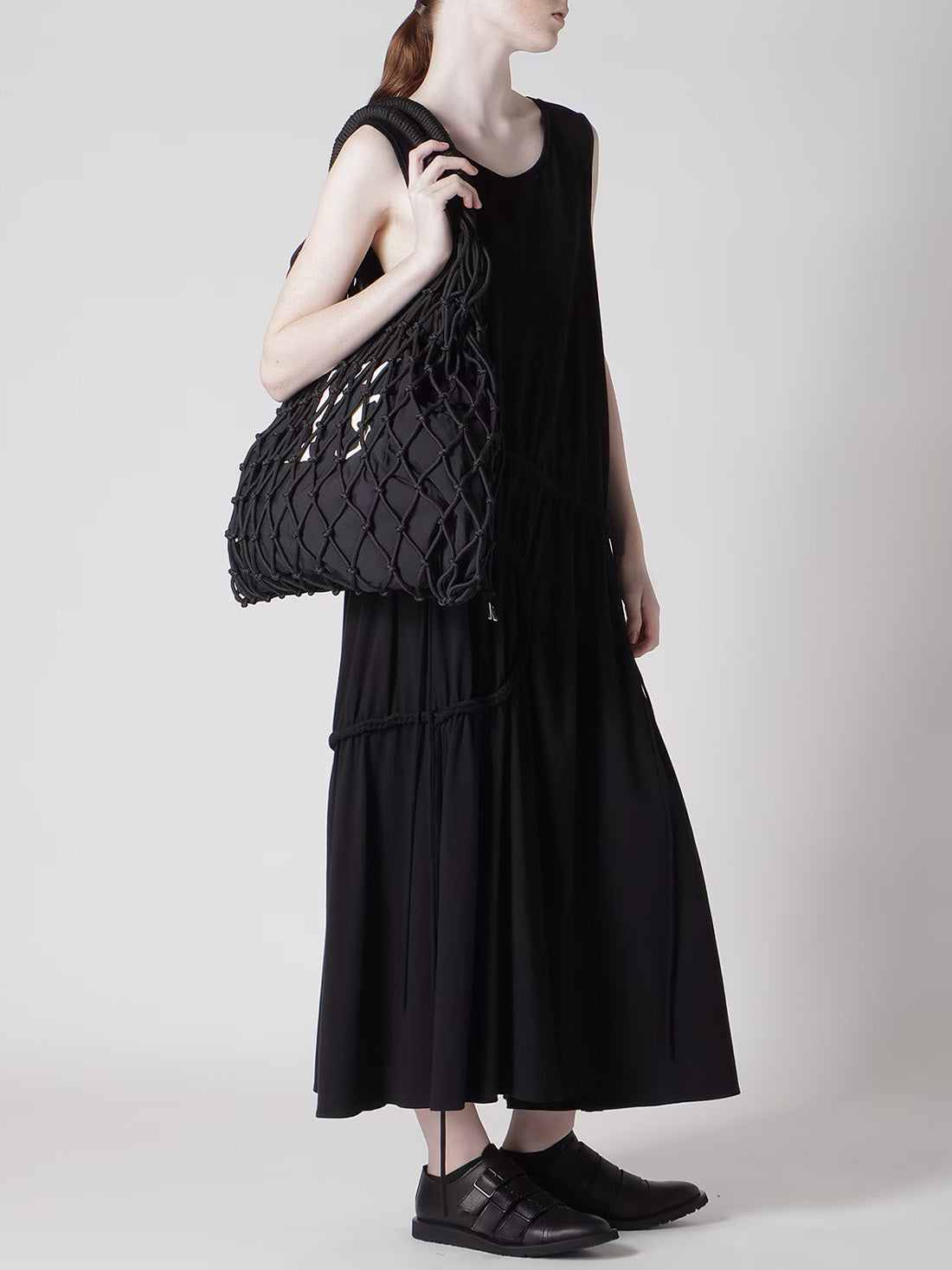 【Y's - ワイズ】POLYESTER CORD LOGO KNIT BAG/BLACK(バック/ブラック)