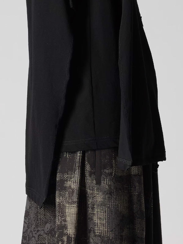 【Y's - ワイズ】HARD TWISTED COTTON JERSEY RIGHT SLIT TEE/BLACK (Tシャツ/ブラック)