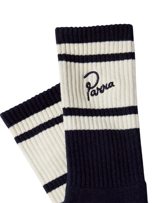 【by Parra - バイパラ】SIGNATURE STRIPED CREW SOCKS / NAVY BLUE (ソックス/ネイビーブルー)