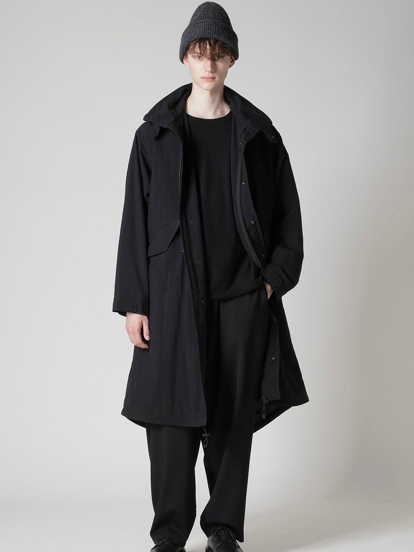 【Y's for men-ワイズフォーメン】NYLON TASLAN MOD COAT WITH THINSULATE(コート/ブラック)