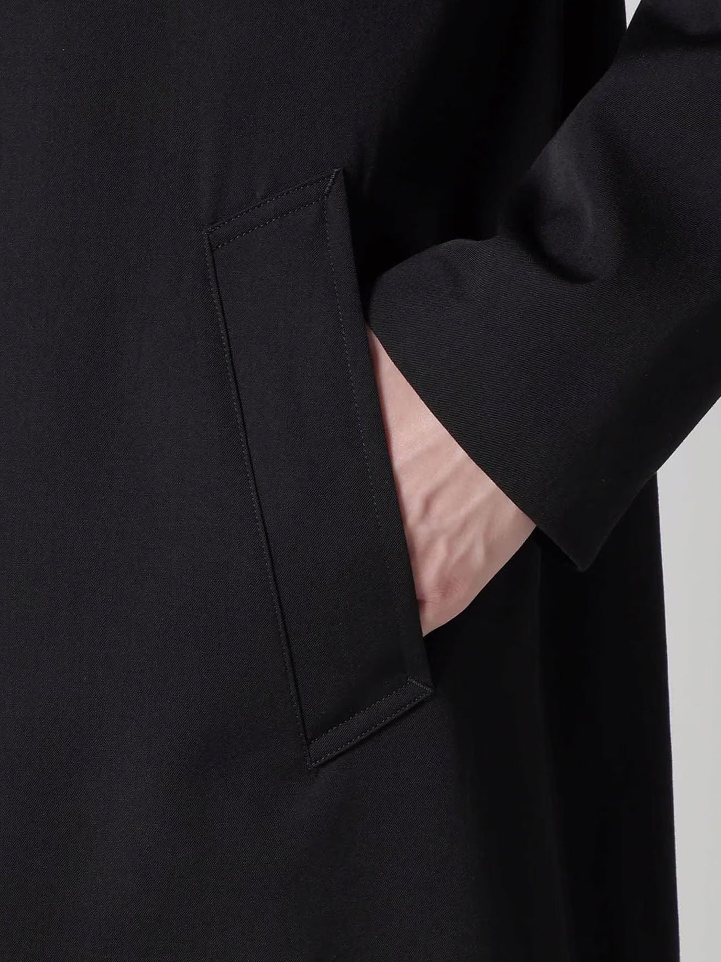 【Y's for men - ワイズフォーメン】WOOL GABARDINE COAT WITH STAND FRONT COLLAR(コート/ブラック)