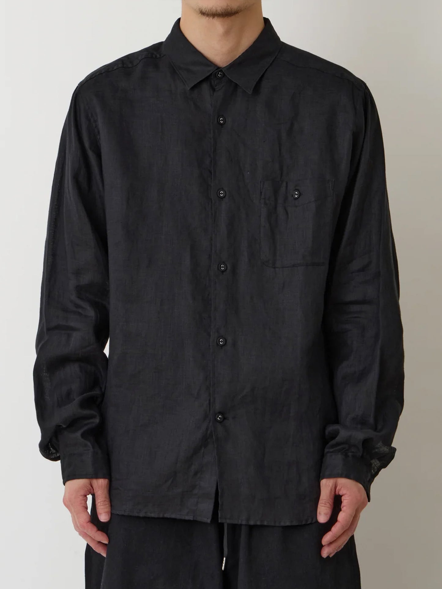 【White Mountaineering - ホワイトマウンテニアリング】LINEN SHIRT / BLACK(シャツ/ブラック)
