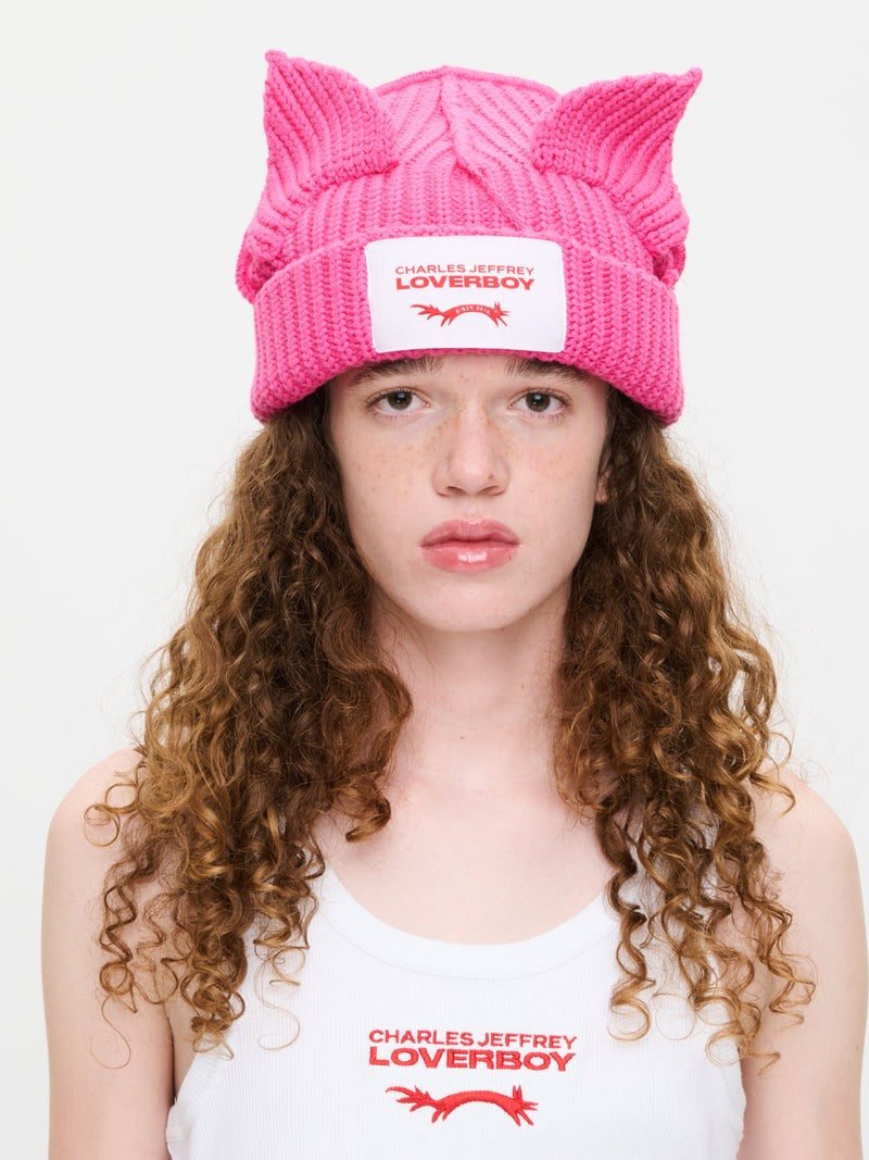 【Charles Jeffrey Loverboy - チャールズ ジェフリー ラバーボーイ】CHUNKY EARS BEANIE / PINK (ビーニー/ピンク)