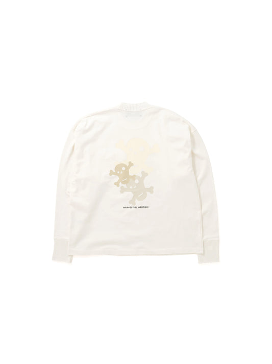 【Perfect ribs®︎ × HAROSHI】"SKULL SKULL SKULL" Basic Long Sleeve Pocket T shirts /WHITE(Tシャツ/ホワイト)