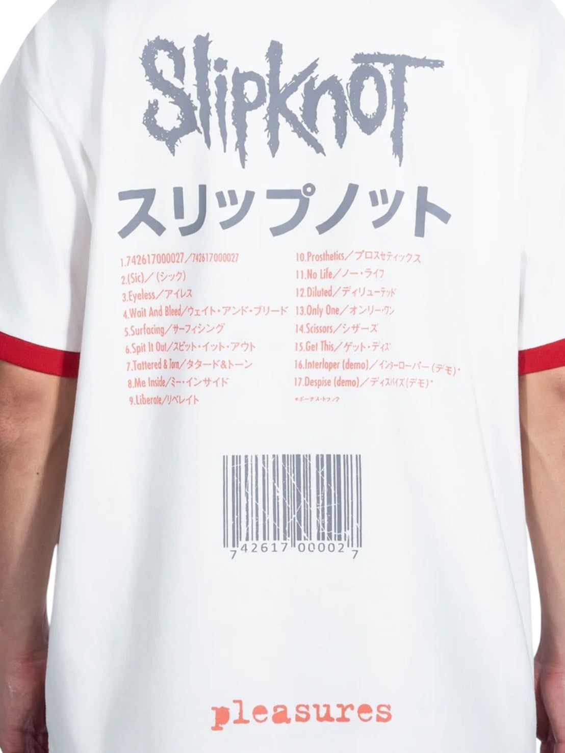 【PLEASURES - プレジャーズ】SELF TITLED RINGER SHIRT / WHITE (Tシャツ/ホワイト)