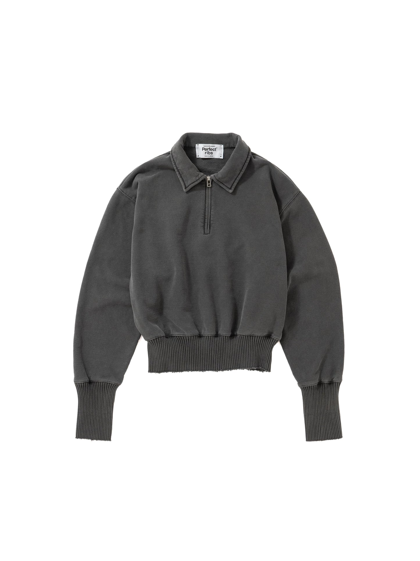 【Perfect ribs® - パーフェクトリブス】Half Zip Sweat Shirt / Fade Black(スウェットシャツ/フェードブラック)