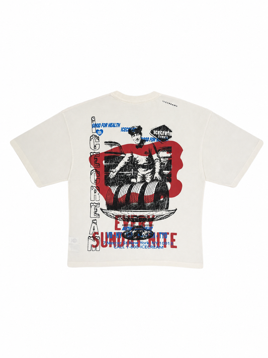 【ICE CREAM - アイスクリーム】MELON BOXY FIT WASHED T-SHIRT / ANTIQUE WHITE (Tシャツ/アンティークホワイト)
