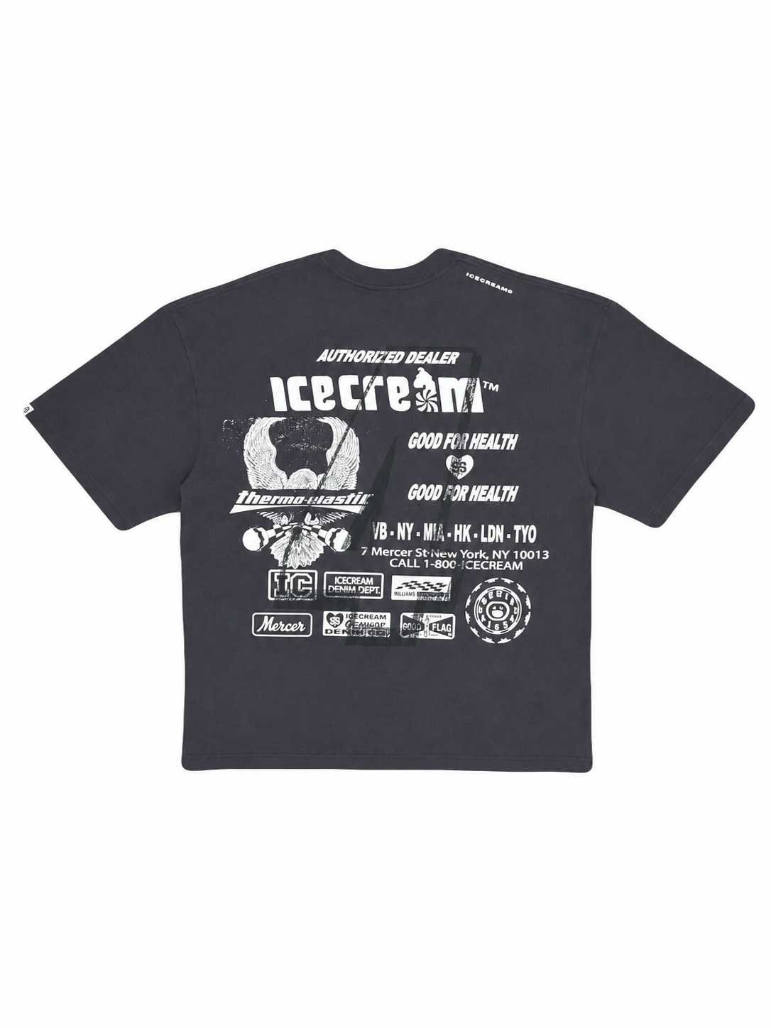 【ICE CREAM - アイスクリーム】APRICOT BOXY FIT WASHED T-SHIRT / CHARCOAL ART (Tシャツ/チャコールアート)