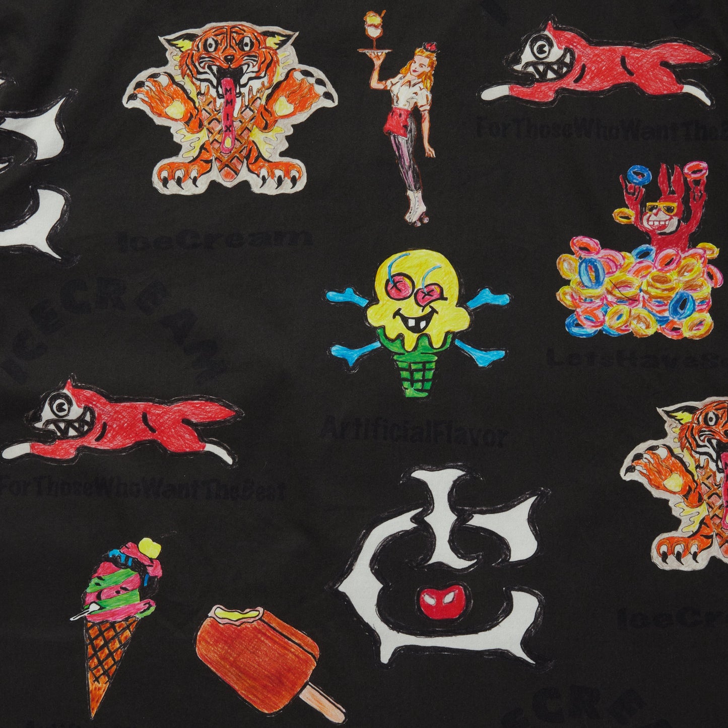 【ICE CREAM - アイスクリーム】OPEN COLLAR SS SHIRT / BLACK (シャツ/ブラック)