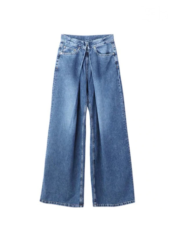 【JOHN LAWRENCE SULLIVAN - ジョンローレンスサリバン】WOMENS WASHED DENIM WIDE PANTS(デニムパンツ/ブルー)