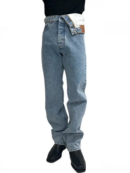 【Y/PROJECT - ワイプロジェクト】ASYMMETRIC WAIST JEANS / BLUE(デニムパンツ/ブルー)