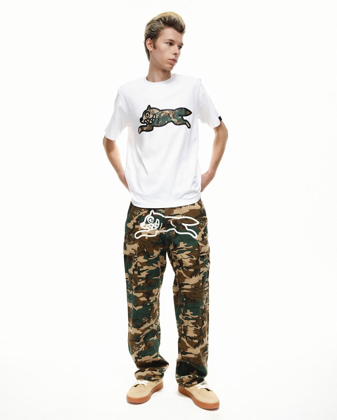【ICE CREAM - アイスクリーム】WOODLAND CAMO RUNNING DOG T-SHIRT / WHITE (Tシャツ/ホワイト)