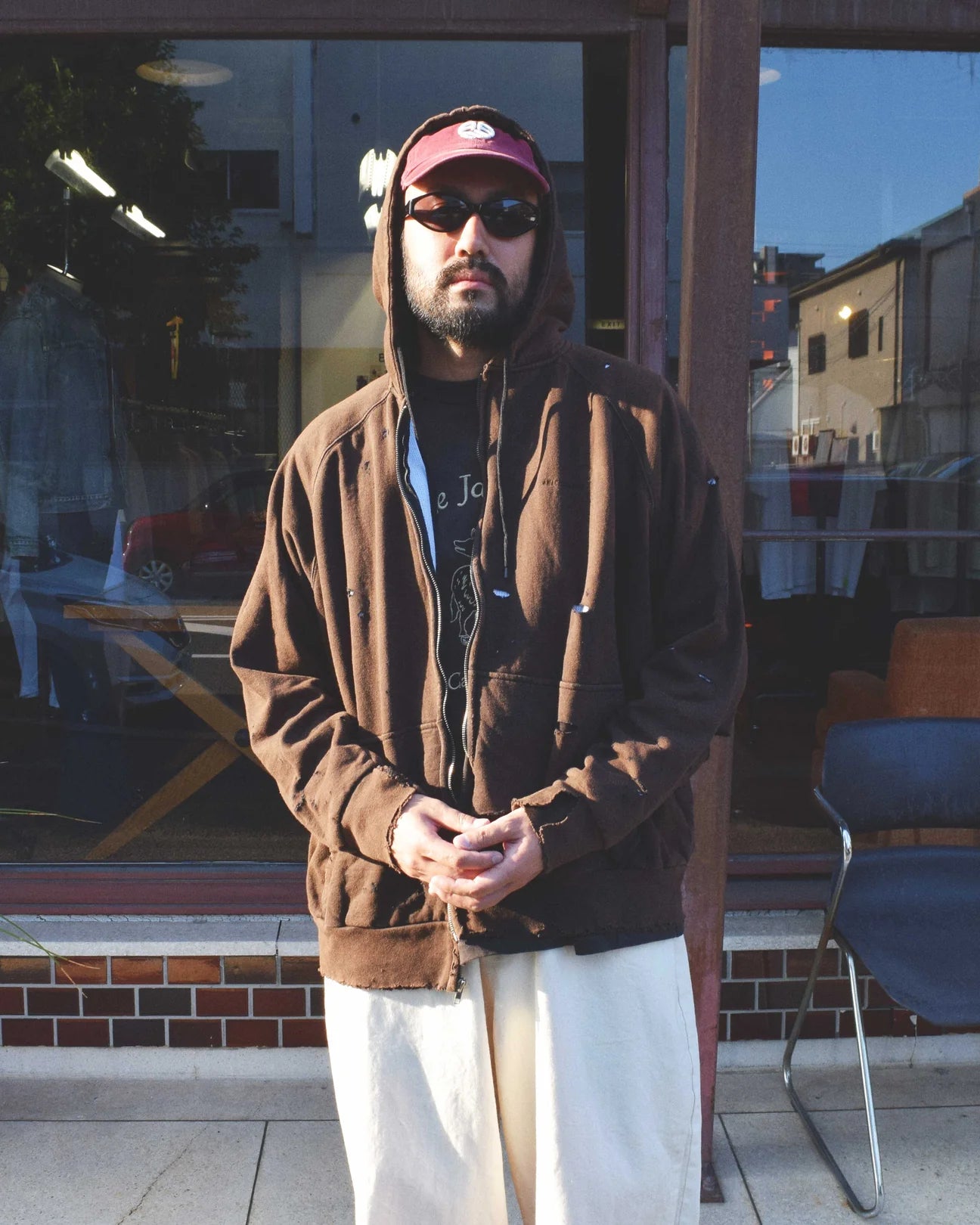 【ANACHRONORM - アナクロノーム】HARD DAMAGED INNER WAFFLE SWEAT PARKA / BLACK (フーディ/ブラック)