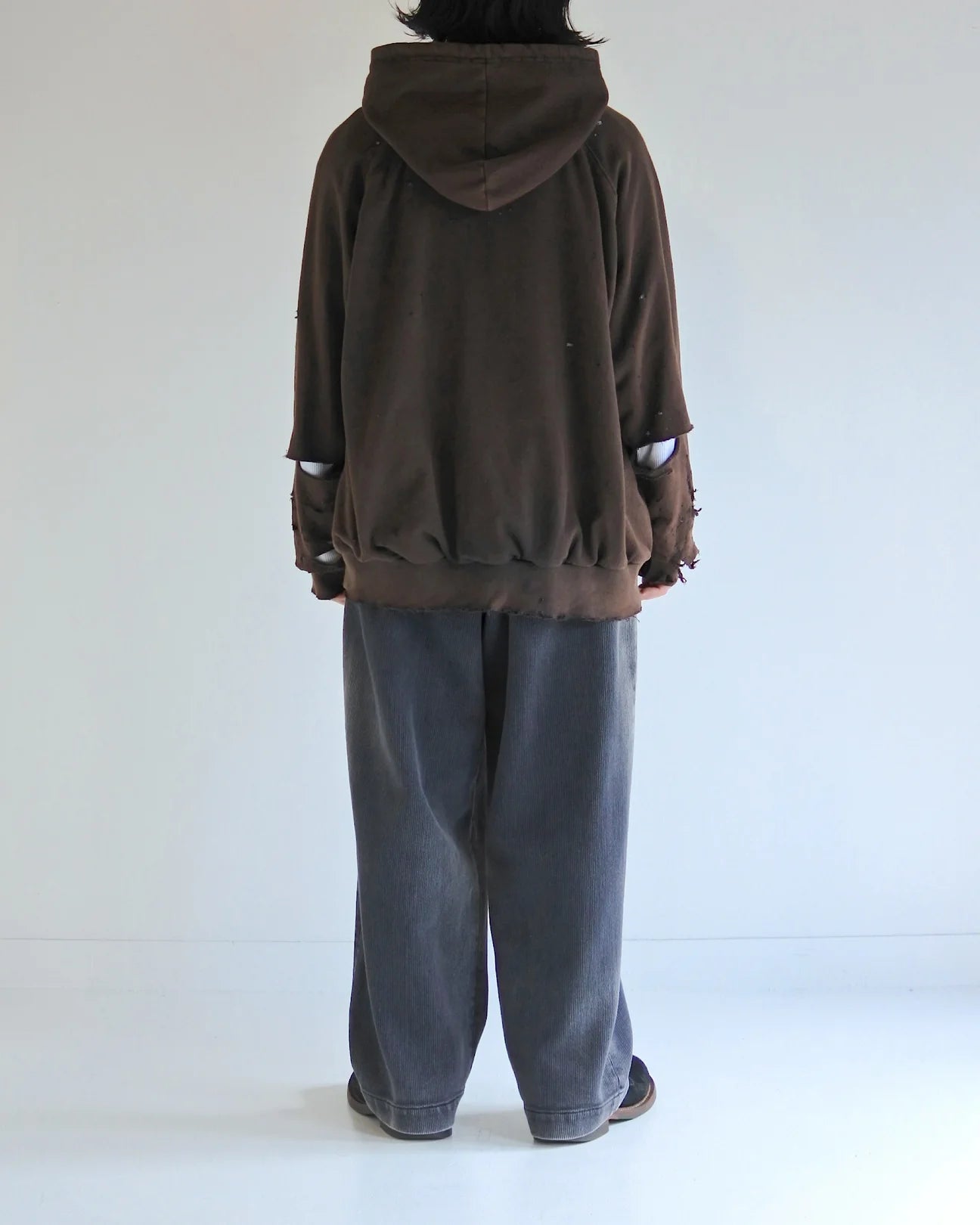 【ANACHRONORM - アナクロノーム】HARD DAMAGED INNER WAFFLE SWEAT PARKA / BLACK (フーディ/ブラック)