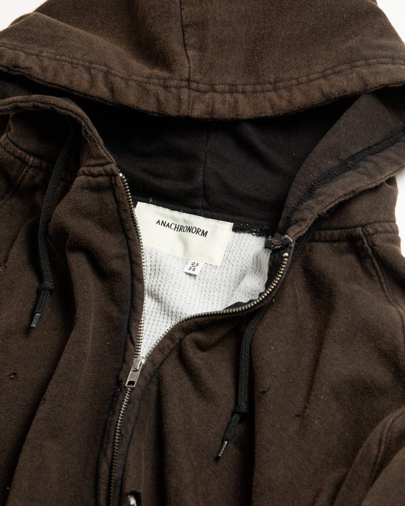 【ANACHRONORM - アナクロノーム】HARD DAMAGED INNER WAFFLE SWEAT PARKA / BLACK (フーディ/ブラック)