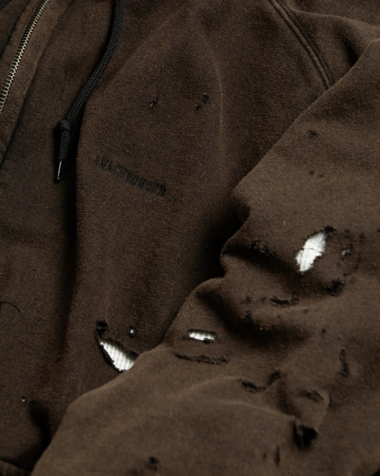 【ANACHRONORM - アナクロノーム】HARD DAMAGED INNER WAFFLE SWEAT PARKA / BLACK (フーディ/ブラック)