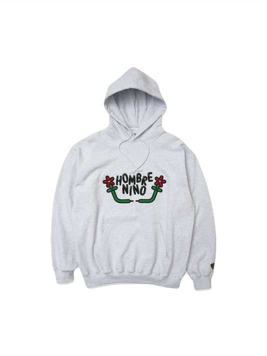 【Hombre Nino - オンブレニーニョ】PULLOVER HOODIE BALLOON FLOWERS / GRAY (パーカー/グレー)