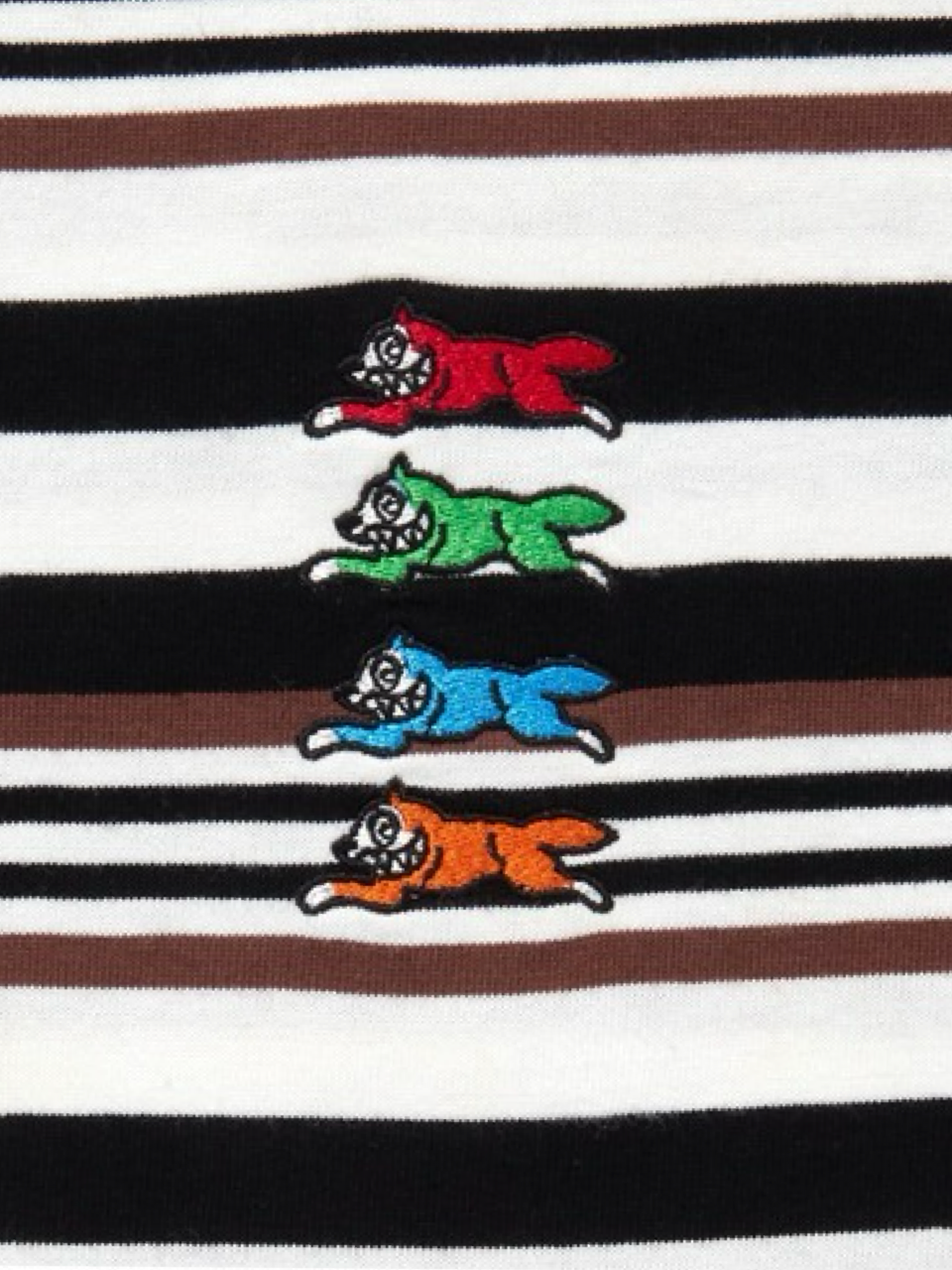 【ICE CREAM - アイスクリーム】EMBROIDERED LOGO MULTI BORDER T-SHIRT / BROWN/WHITE (Tシャツ/ブラウン/ホワイト)