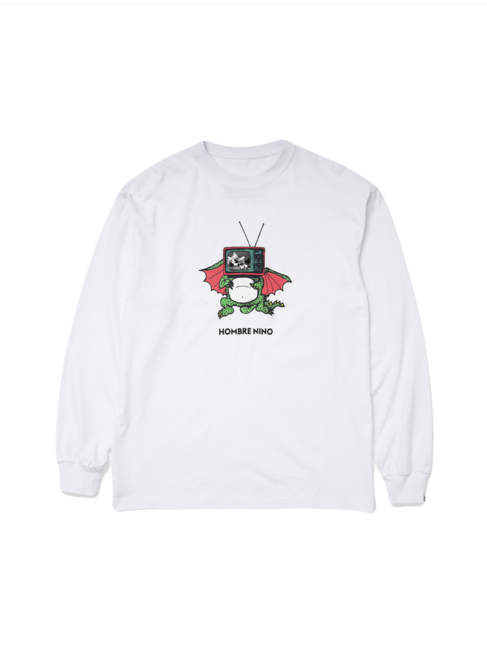 【Hombre Nino - オンブレニーニョ】L/S PRINT TEE (MONSTER) / WHITE (Tシャツ/ホワイト)