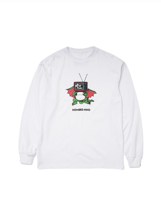 【Hombre Nino - オンブレニーニョ】L/S PRINT TEE (MONSTER) / WHITE (Tシャツ/ホワイト)