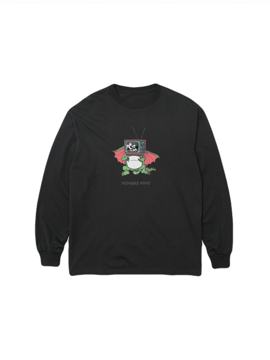 【Hombre Nino - オンブレニーニョ】L/S PRINT TEE (MONSTER) / BLACK (Tシャツ/ブラック)