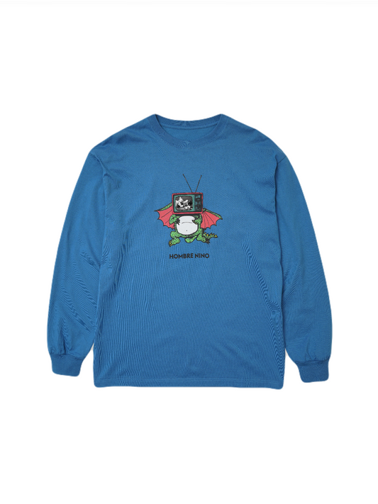 【Hombre Nino - オンブレニーニョ】L/S PRINT TEE (MONSTER) / BLUE (Tシャツ/ブルー)