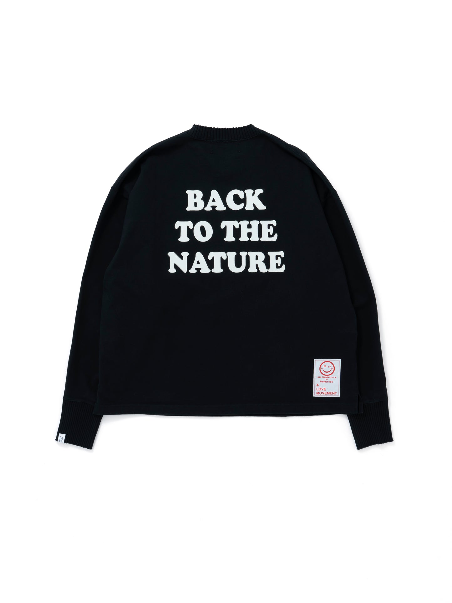 【Perfect ribs®×ALM】"BACK TO NATURE" Side Slit Long Sleeve T Shirts / Black(Tシャツ/ブラック)