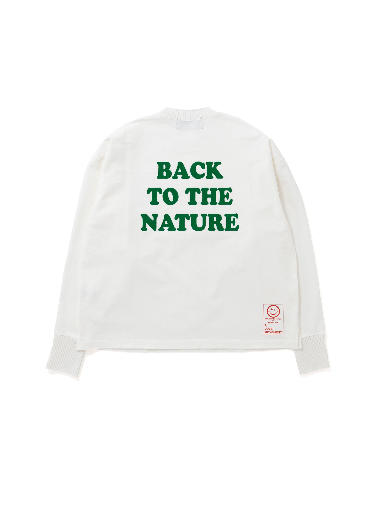 【Perfect ribs®×ALM】"BACK TO NATURE" Side Slit Long Sleeve T Shirts / White(Tシャツ/ホワイト)
