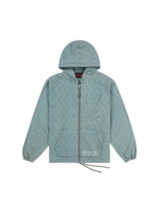 【PLEASURES - プレジャーズ】DIAMOND JACQUARD ZIP HOODIE / LIGHI INDIGO (フーディ/ライトインディゴ)