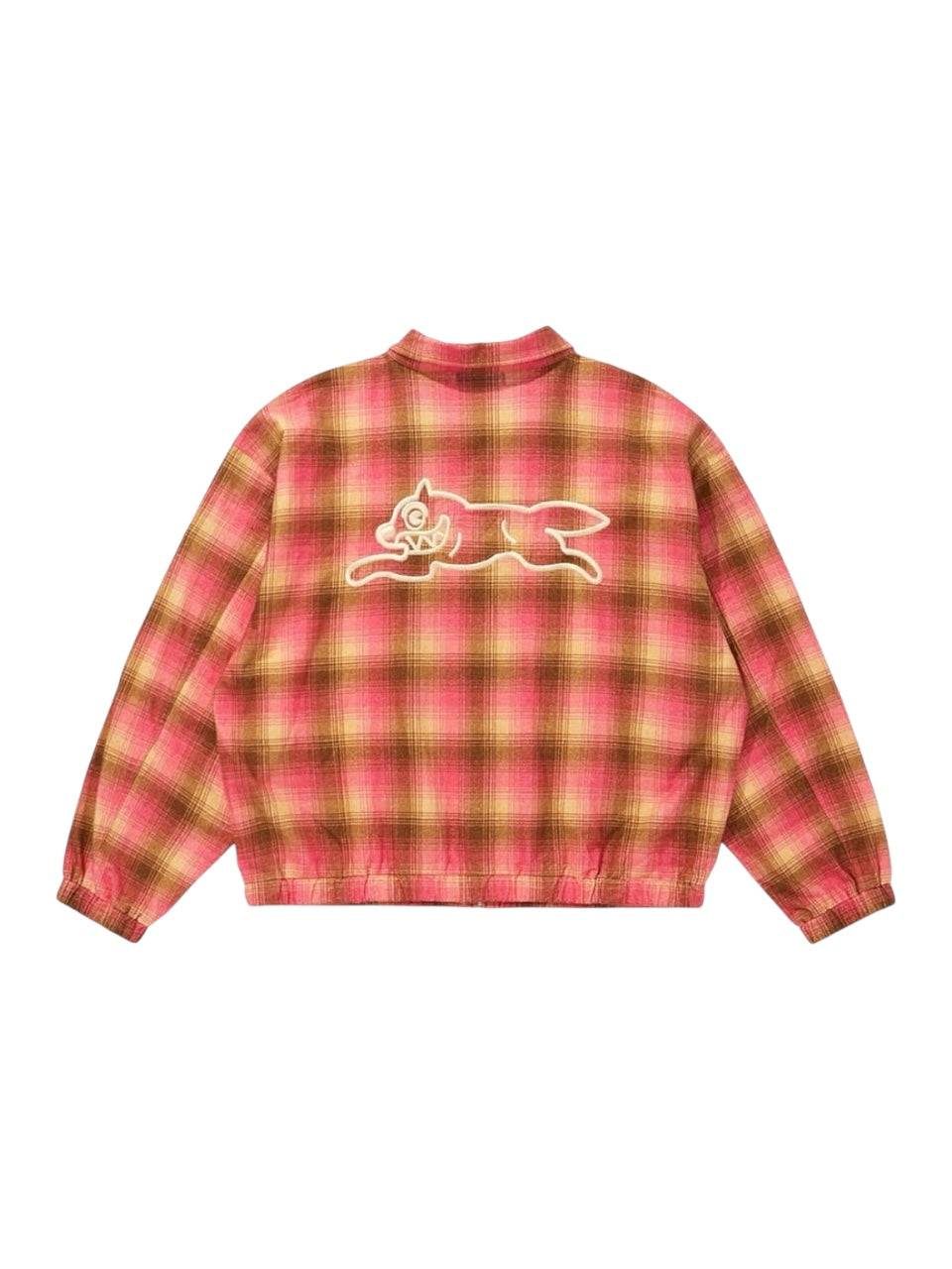 【ICE CREAM - アイスクリーム】APPLIQUE LOGO FLANNEL CHECK ZIP UP SHIRT / BROWN/PINK (シャツジャケット/ブラウン/ピンク)
