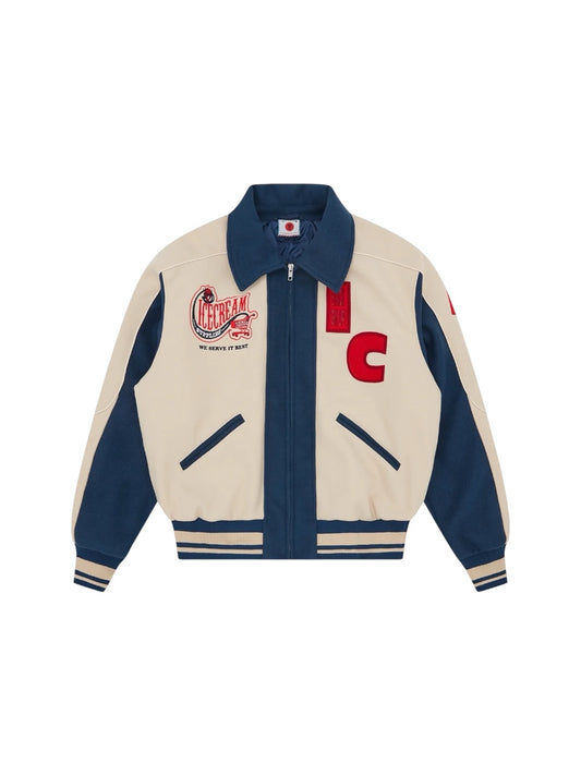 【ICE CREAM - アイスクリーム】CHECKOUT VAESITY JACKET / ECRU.BLUE (ジャケット/エクリュ/ブルー)