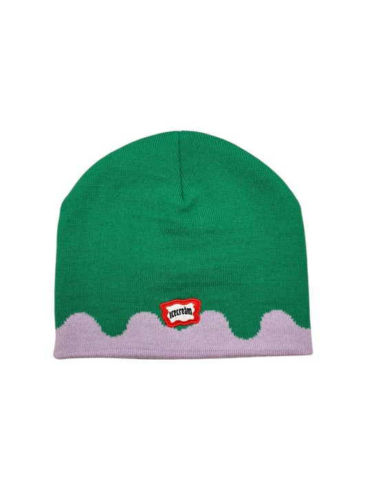 【ICE CREAM - アイスクリーム】TWO TONE JACQUARD DRIP KNIT CAP / RUSH MEADOW (ビーニー/ラッシュメドウ)