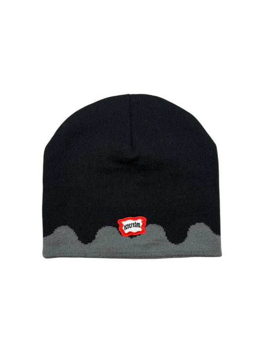 【ICE CREAM - アイスクリーム】TWO TONE JACQUARD DRIP KNIT CAP / BLACK (キャップ/ブラック)