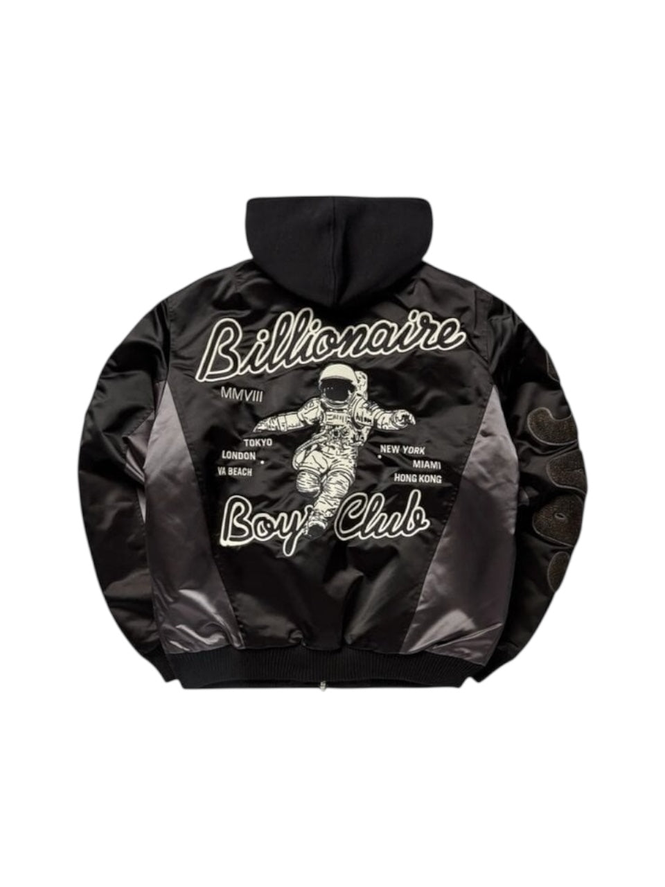 【Billionaire Boys Club-ビリオネアボーイズクラブ】 SPACE SUIT COLOR BLOCKETD ZIP OFF HOOD BOMBER JACKET / BLACK (ジャケット/ブラック)