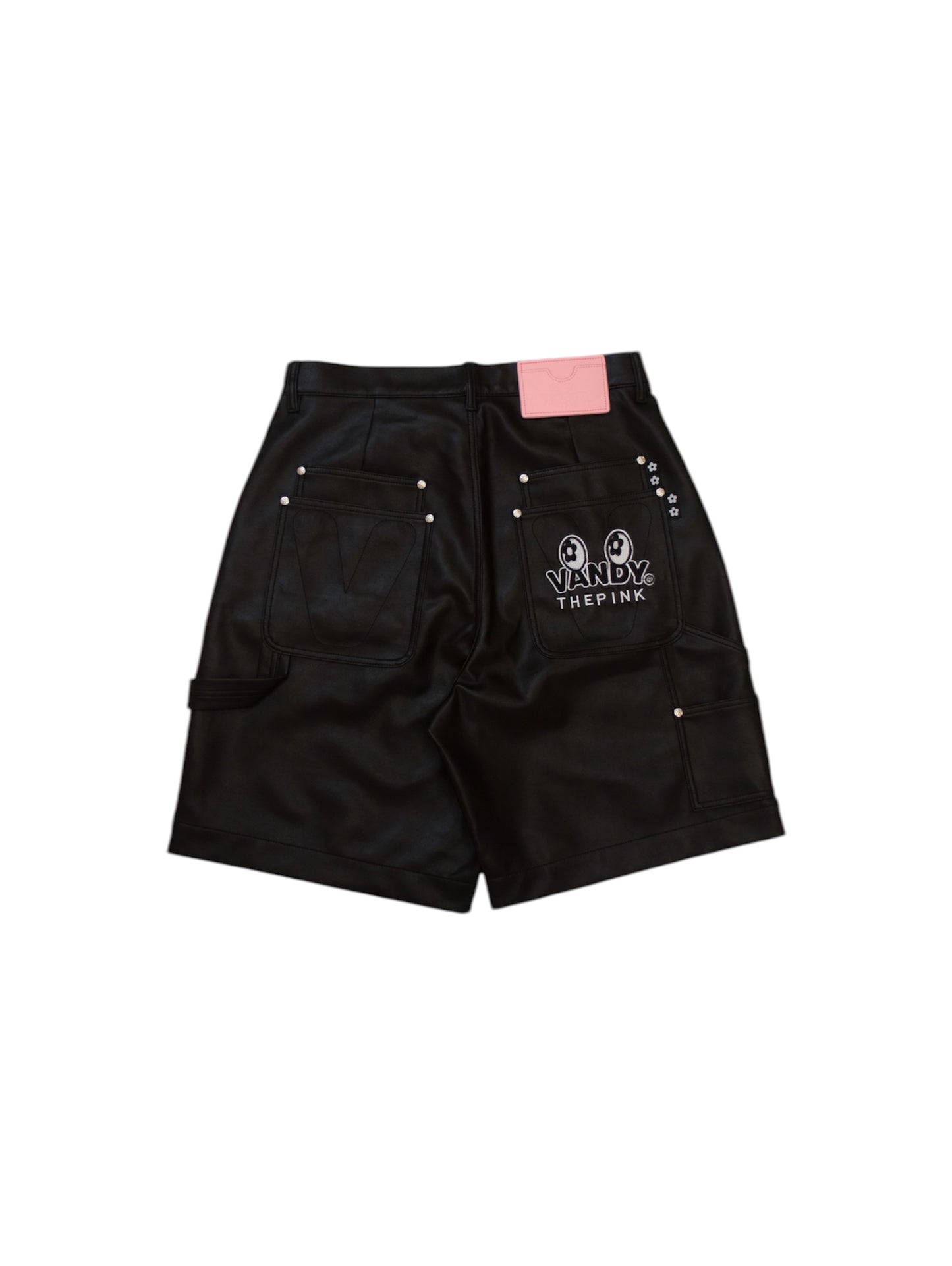 【VANDY THE PINK - ヴァンディー・ザ・ピンク】DOUBLE KNEE LEATHER SHORTS / BLACK (ショーツ/ブラック)