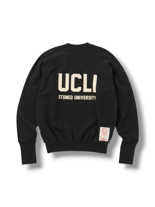 【Perfect ribs®×A LOVE MOVEMENT】"Stoned University" Basic Strange Sleeve Crew Neck Sweat Shirts / Black(スウェット/ブラック)