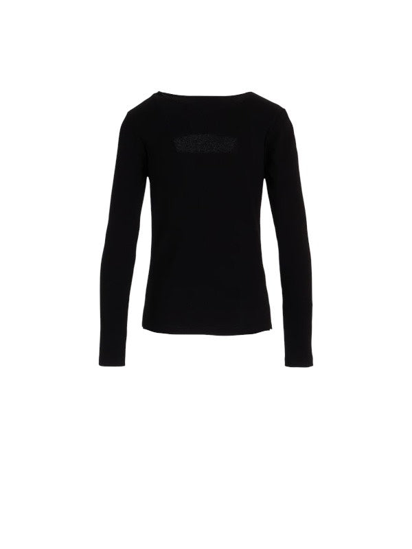 【LIMI feu - リミフゥ】C/ RIB SLIT CHEST LONG SLEEVE T / BLACK (L/STシャツ/ブラック)