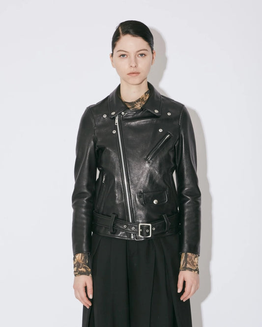 【beautiful people - ビューティフルピープル】vintage leather THE / a riders jacket size140~160 / BLACK (ライダースジャケット/ブラック)