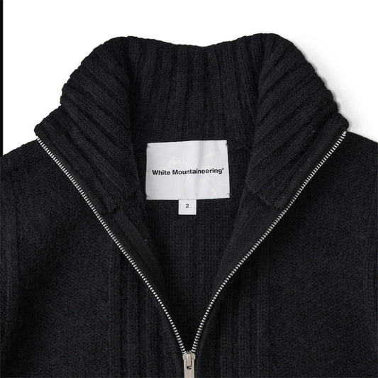 【White Mountaineering - ホワイトマウンテニアリング】RACCOON DRIVER'S KNIT BLOUSON / BLACK (ドライバーズニット/ブラック)