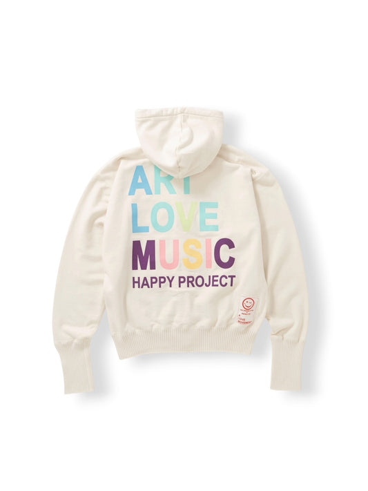 【Perfect ribs®×A LOVE MOVEMENT】"ART LOVE MUSIC" Basic Zip Hoodie / Ivory(ジップフーディー/アイボリー)