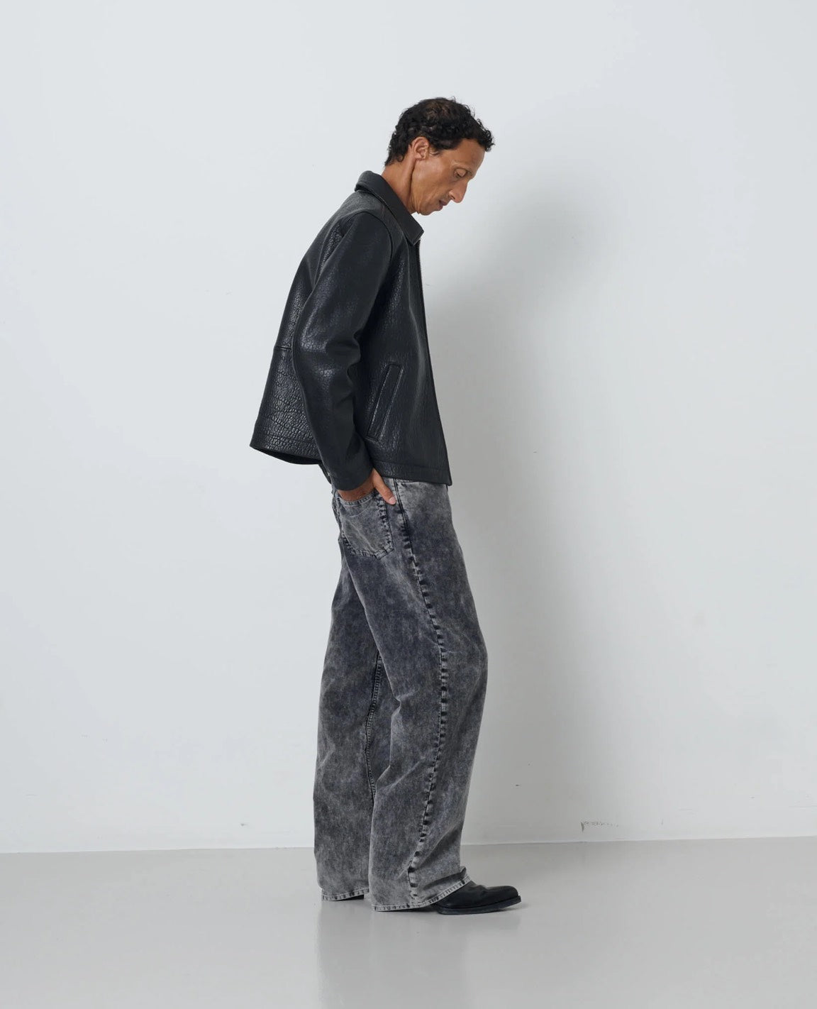 【SUN FLOWER - サンフラワー】Short Leather Jacket / Black (ジャケット/ブラック)